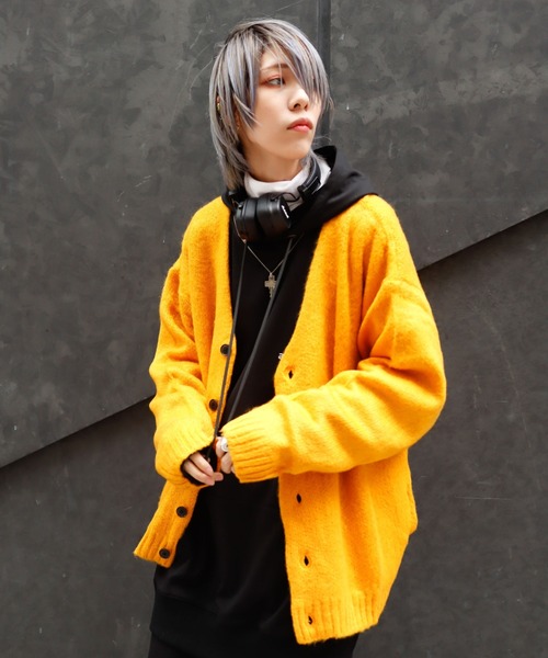 Bling Leads(ブリングリーズ)の「Z)【BLINGLEADS】721806 ビッグシルエット Vネックカーディガン(カーディガン/ボレロ・メンズ・ブルー/グリーン/レッド/チャコールグレー/マスタード/ライトグレー/ブラック/エメラルド/オレンジ・LARGE/MEDIUM)」の7枚目の写真