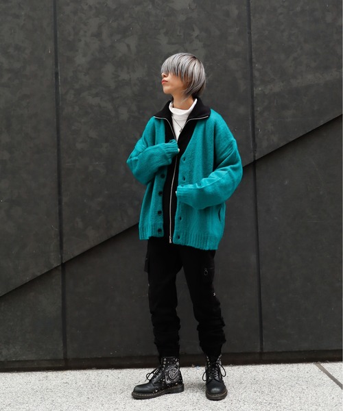 Bling Leads(ブリングリーズ)の「Z)【BLINGLEADS】721806 ビッグシルエット Vネックカーディガン(カーディガン/ボレロ・メンズ・ブルー/グリーン/レッド/チャコールグレー/マスタード/ライトグレー/ブラック/エメラルド/オレンジ・LARGE/MEDIUM)」の11枚目の写真