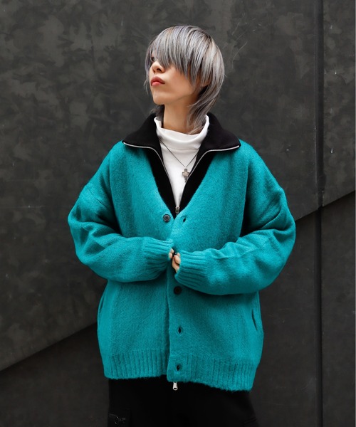 Bling Leads(ブリングリーズ)の「Z)【BLINGLEADS】721806 ビッグシルエット Vネックカーディガン(カーディガン/ボレロ・メンズ・ブルー/グリーン/レッド/チャコールグレー/マスタード/ライトグレー/ブラック/エメラルド/オレンジ・LARGE/MEDIUM)」の15枚目の写真