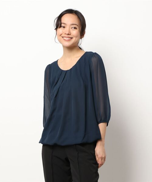 FETICO 23ss シースルーシフォンブラウス セール】シースルー袖 シフォンブラウス（シャツ/ブラウス