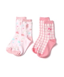 KP DECO | mimiちゃんと花柄のクルーソックス2足セット(13-15～21-23cm)(ソックス/靴下)