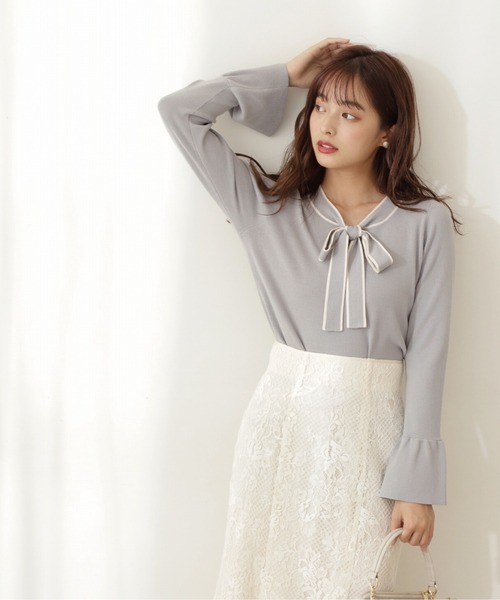 PROPORTION BODY DRESSING（プロポーションボディドレッシング）の「リボンバイカラーニット / 1212170106（ニット/セーター・レディース・ブラック/オフホワイト/ブルー・SMALL/MEDIUM）」の3枚目の写真