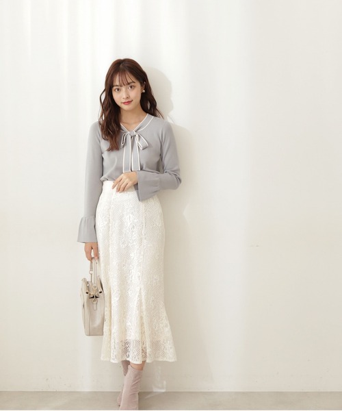 PROPORTION BODY DRESSING（プロポーションボディドレッシング）の「リボンバイカラーニット / 1212170106（ニット/セーター・レディース・ブラック/オフホワイト/ブルー・SMALL/MEDIUM）」の8枚目の写真