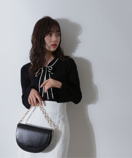 PROPORTION BODY DRESSING（プロポーションボディドレッシング）の「リボンバイカラーニット / 1212170106（ニット/セーター・レディース・ブラック/オフホワイト/ブルー・SMALL/MEDIUM）」の21枚目の写真