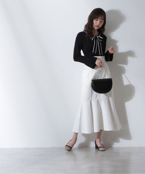 PROPORTION BODY DRESSING（プロポーションボディドレッシング）の「リボンバイカラーニット / 1212170106（ニット/セーター・レディース・ブラック/オフホワイト/ブルー・SMALL/MEDIUM）」の20枚目の写真