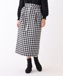 ◆ハウンドトゥースジャカードタイトスカート【WEB限定サイズ】