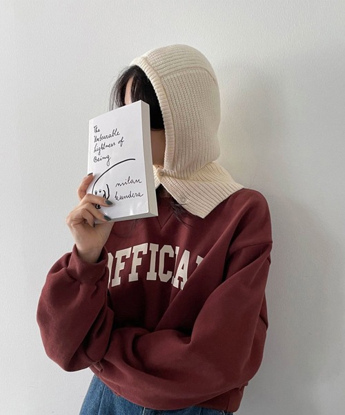 me+em select(ミームセレクト)の「※【 新色追加/11色展開 】ニットフーディーバラクラバ(ニットキャップ/ビーニー・レディース・チャコール/ブラック/グリーン/アイボリー/ブルー/グレー/レッド/ベージュ/イエロー/ピンク/ライトブルー・FREE)」の21枚目の写真