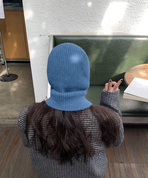 me+em select(ミームセレクト)の「※【 新色追加/11色展開 】ニットフーディーバラクラバ(ニットキャップ/ビーニー・レディース・チャコール/ブラック/グリーン/アイボリー/ブルー/グレー/レッド/ベージュ/イエロー/ピンク/ライトブルー・FREE)」の14枚目の写真
