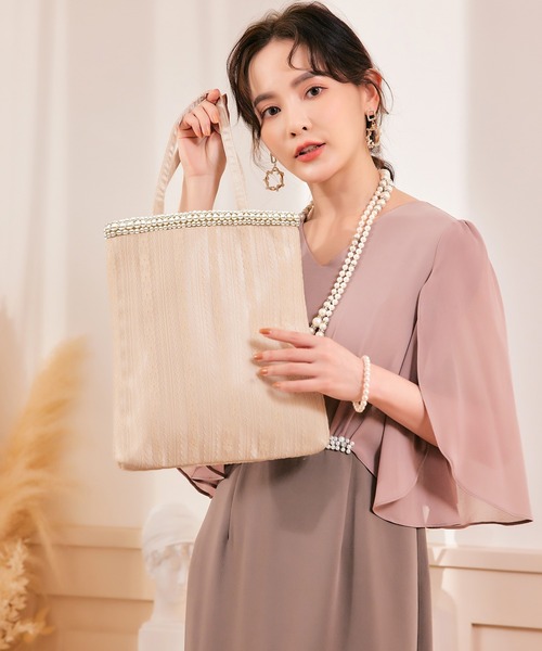 DRESS STAR(ドレス スター)の「パーティーバッグ 結婚式 入学式 バッグ サブバッグ(クラッチバッグ・レディース・ブラック/ベージュ・フリー)」の3枚目の写真