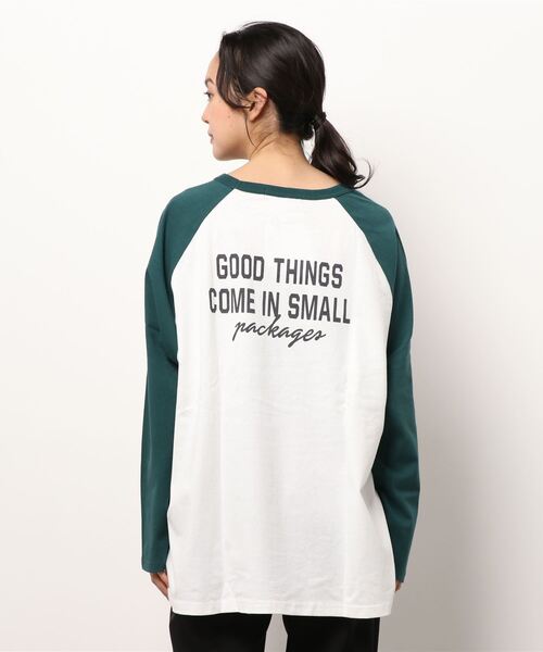 Right-on(ライトオン)の「【HONEYSUCKLE ROSE】ラグランプリントロンT(Tシャツ/カットソー・レディース・グレー×ホワイト/グリーン/ベージュ/ダークグレー・M/L)」の7枚目の写真