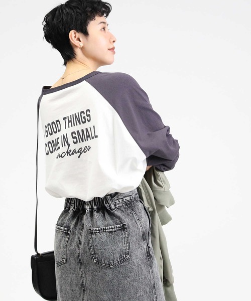 Right-on(ライトオン)の「【HONEYSUCKLE ROSE】ラグランプリントロンT(Tシャツ/カットソー・レディース・グレー×ホワイト/グリーン/ベージュ/ダークグレー・M/L)」の2枚目の写真