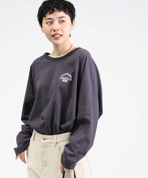 Right-on(ライトオン)の「【HONEYSUCKLE ROSE】ラグランプリントロンT(Tシャツ/カットソー・レディース・グレー×ホワイト/グリーン/ベージュ/ダークグレー・M/L)」の1枚目の写真