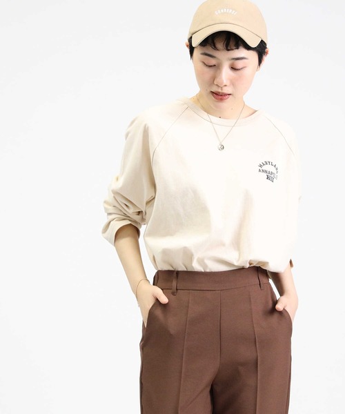 Right-on(ライトオン)の「【HONEYSUCKLE ROSE】ラグランプリントロンT(Tシャツ/カットソー・レディース・グレー×ホワイト/グリーン/ベージュ/ダークグレー・M/L)」の19枚目の写真