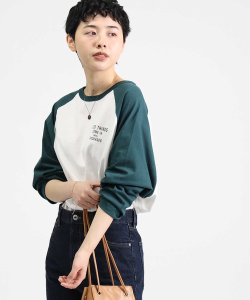 Right-on(ライトオン)の「【HONEYSUCKLE ROSE】ラグランプリントロンT(Tシャツ/カットソー・レディース・グレー×ホワイト/グリーン/ベージュ/ダークグレー・M/L)」の22枚目の写真