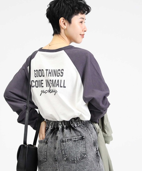 Right-on(ライトオン)の「【HONEYSUCKLE ROSE】ラグランプリントロンT(Tシャツ/カットソー・レディース・グレー×ホワイト/グリーン/ベージュ/ダークグレー・M/L)」の17枚目の写真