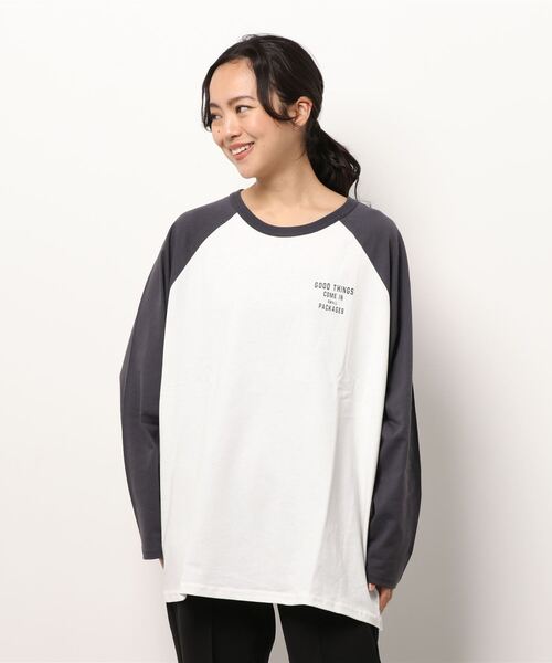 Right-on(ライトオン)の「【HONEYSUCKLE ROSE】ラグランプリントロンT(Tシャツ/カットソー・レディース・グレー×ホワイト/グリーン/ベージュ/ダークグレー・M/L)」の10枚目の写真