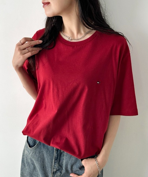 TOMMY HILFIGER（トミーヒルフィガー）の「TOMMY HILFIGER(トミーヒルフィガー) / Core Flag Tee フラッグロゴ刺繍 半袖 Tシャツ（Tシャツ/カットソー・レディース・ホワイト/ブラック/ネイビー/グレー/バーガンディー/ライトブルー/ブラウン/レッド・S/M/L）」の8枚目の写真