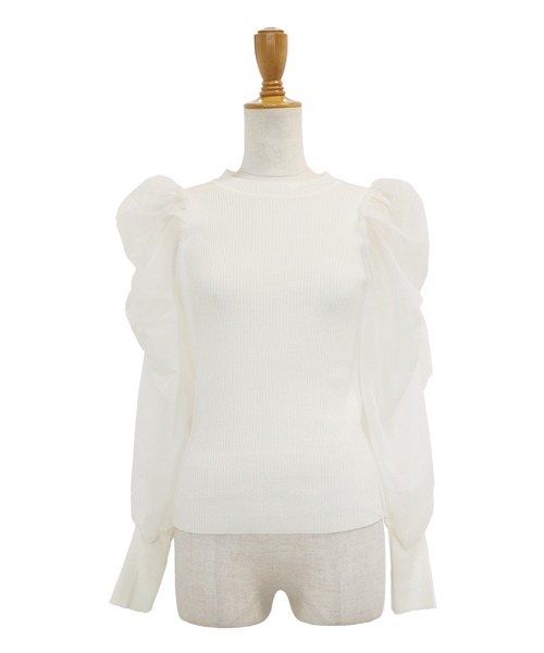 BLUEEAST（ブルーイースト）の「シアースリーブニット（ニット/セーター・レディース・ホワイト/ブラック/グレー/ピンクベージュ/ブラック系・MEDIUM）」の19枚目の写真