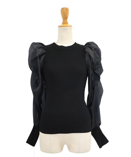 BLUEEAST（ブルーイースト）の「シアースリーブニット（ニット/セーター・レディース・ホワイト/ブラック/グレー/ピンクベージュ/ブラック系・MEDIUM）」の18枚目の写真