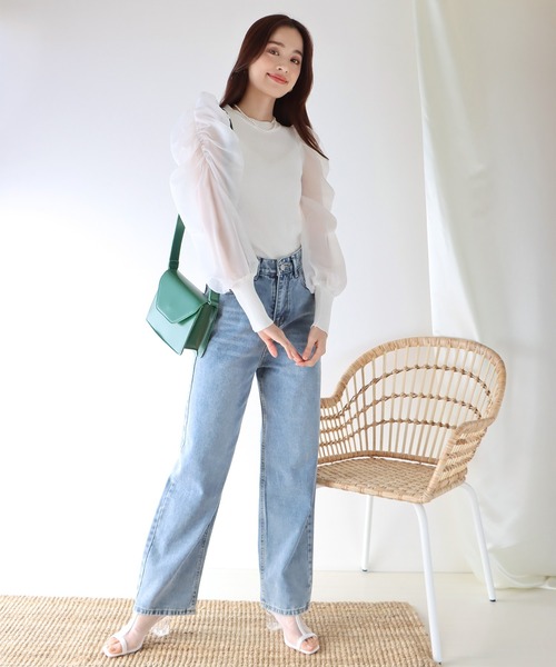 BLUEEAST（ブルーイースト）の「シアースリーブニット（ニット/セーター・レディース・ホワイト/ブラック/グレー/ピンクベージュ/ブラック系・MEDIUM）」の21枚目の写真