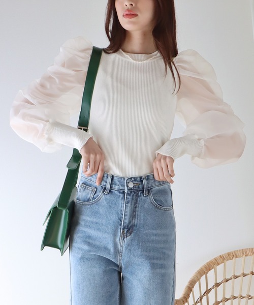 BLUEEAST（ブルーイースト）の「シアースリーブニット（ニット/セーター・レディース・ホワイト/ブラック/グレー/ピンクベージュ/ブラック系・MEDIUM）」の22枚目の写真