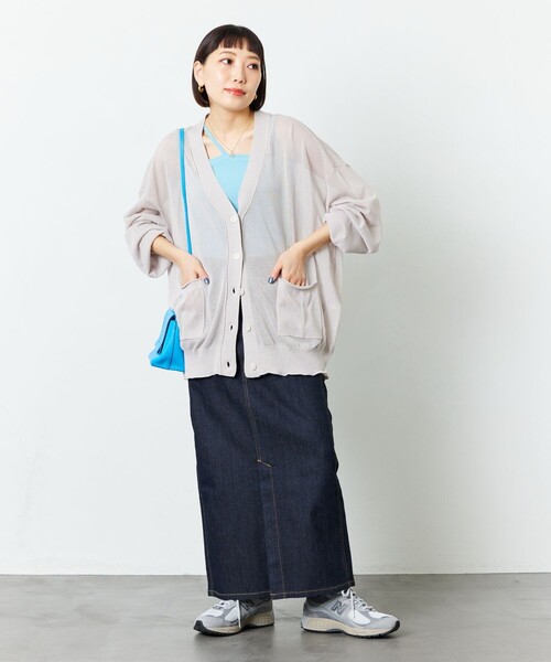 FREAK'S STORE（フリークスストア）の「【限定展開】シアーVネックニットカーディガン（カーディガン/ボレロ・レディース・ライトグレー/ブラック/パープル/ブラウン/オレンジ/グリーン・ﾌﾘ-）」の19枚目の写真