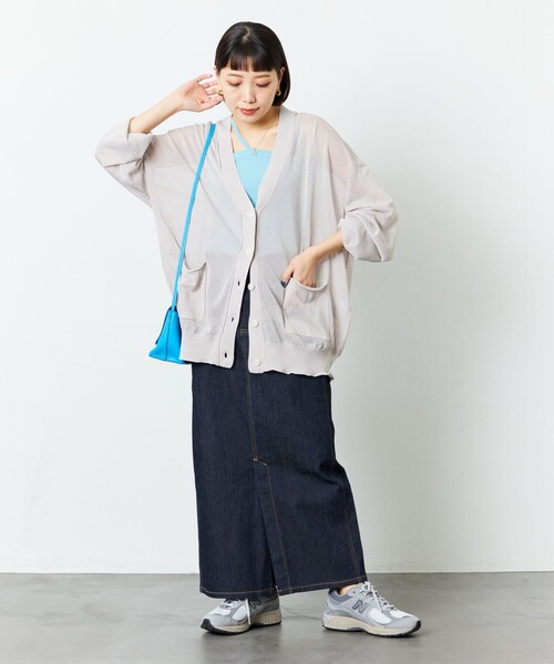 FREAK'S STORE（フリークスストア）の「【限定展開】シアーVネックニットカーディガン（カーディガン/ボレロ・レディース・ライトグレー/ブラック/パープル/ブラウン/オレンジ/グリーン・ﾌﾘ-）」の21枚目の写真