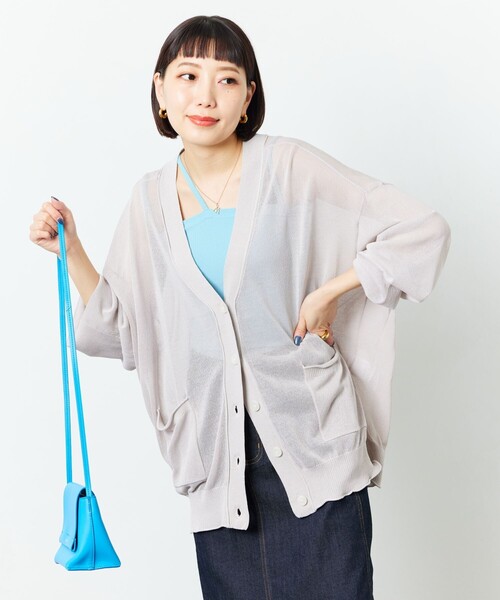 FREAK'S STORE（フリークスストア）の「【限定展開】シアーVネックニットカーディガン（カーディガン/ボレロ・レディース・ライトグレー/ブラック/パープル/ブラウン/オレンジ/グリーン・ﾌﾘ-）」の22枚目の写真