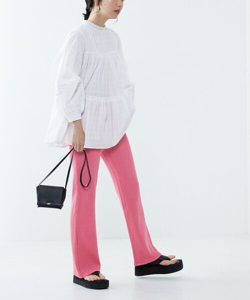 FREAK'S STORE（フリークスストア）の「カラーピグメントワッフルパンツ（その他パンツ・レディース・ピンク/サックスブルー/イエロー/グリーン/オレンジ/ブルー・ﾌﾘ-）」の16枚目の写真