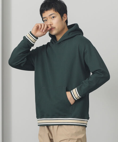 BEAMS HEART(ビームスハート)の「BEAMS HEART / リブ ボーダー パーカ(スウェット・メンズ・ダークグリーン/グレー・SMALL/LARGE/MEDIUM)」の7枚目の写真