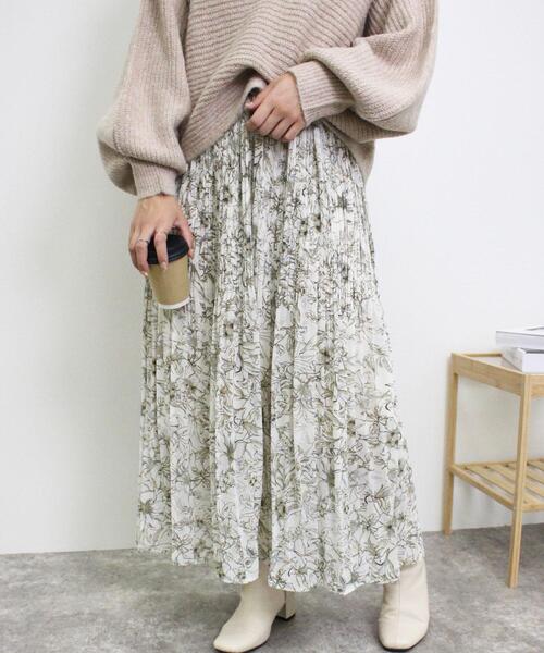 INGNI(イング)の「花柄プリーツ/スカート(スカート・レディース・グレー/アイボリー/ピンク・FREE)」の12枚目の写真