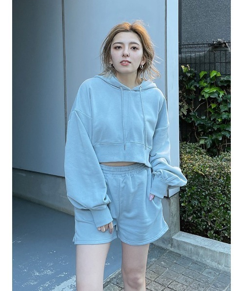 ENVYM(アンビー)の「ショートスエットPK(パーカー・レディース・ホワイト/ブルー/ブラック・FREE)」の7枚目の写真