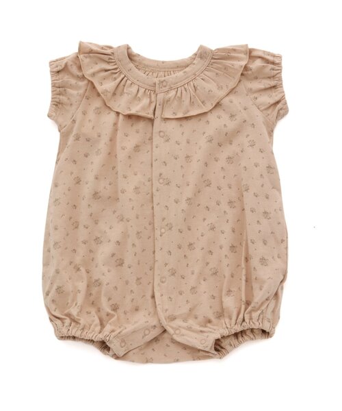 Ampersand(アンパサンド)の「premier 花柄フリル衿バルーンロンパース(ロンパース・キッズ・クリーム/オフホワイト/ピンク・60/70/80)」の3枚目の写真