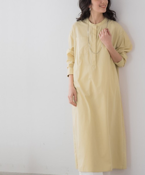 Pierrot（ピエロ）の「ロングシャツワンピース（シャツワンピース・レディース・オフホワイト/グレイッシュベージュ/イエロー・M/L）」の11枚目の写真