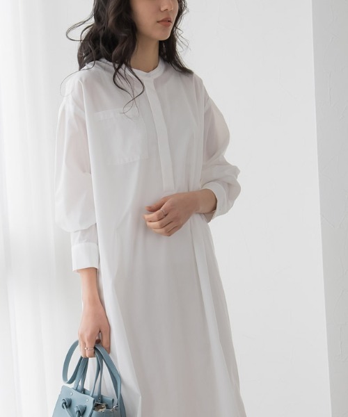 Pierrot（ピエロ）の「ロングシャツワンピース（シャツワンピース・レディース・オフホワイト/グレイッシュベージュ/イエロー・M/L）」の9枚目の写真