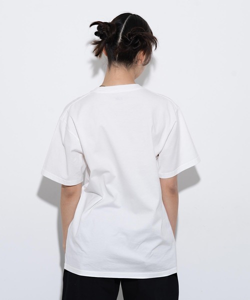 X-girl（エックスガール）の「MILLS LOGO S/S TEE /ミルズロゴ　Tシャツ（Tシャツ/カットソー・レディース・ライトパープル/ブラック/ホワイト/ライトブルー・L/S/M/XL）」の17枚目の写真