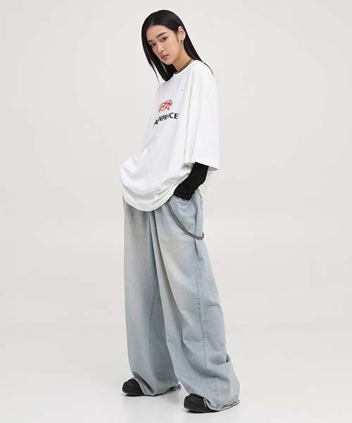 MASONPRINCE(メイソンプリンス)の「オーバーサイズヴィンテージ加工ブランドロゴダメージTシャツ TEE DT3110 【MASONPRINCE】(Tシャツ/カットソー・メンズ・グリーン/グレー/ホワイト/ブラック・S/M/L)」の14枚目の写真