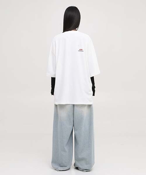 オーバーサイズヴィンテージ加工ブランドロゴダメージTシャツ