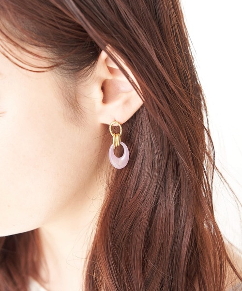 ROPE' PICNIC(ロペピクニック)の「マーブルオーバルパーツピアス(ピアス(両耳用)・レディース・ダークラベンダー/キナリ・FREE)」の5枚目の写真