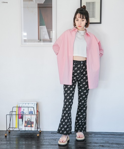JEANASIS Disney デニム ミニーマウス JEANASIS Disney ミニーマウスコラボ 総柄デニム ブーツカット