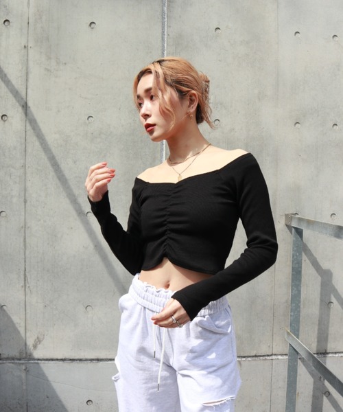 FIG&VIPER（フィグアンドバイパー）の「リブオフショルTOP（Tシャツ/カットソー・レディース・ホワイト/ブラック/ベージュ・FREE）」の21枚目の写真