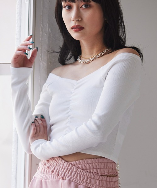 FIG&VIPER（フィグアンドバイパー）の「リブオフショルTOP（Tシャツ/カットソー・レディース・ホワイト/ブラック/ベージュ・FREE）」の11枚目の写真