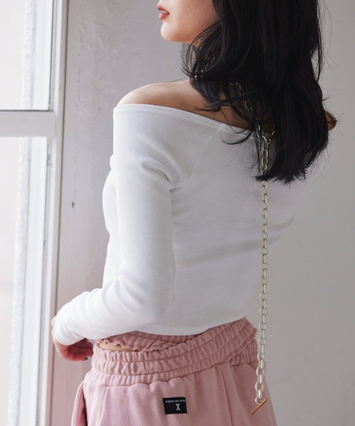 FIG&VIPER（フィグアンドバイパー）の「リブオフショルTOP（Tシャツ/カットソー・レディース・ホワイト/ブラック/ベージュ・FREE）」の12枚目の写真