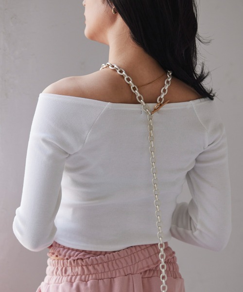 FIG&VIPER（フィグアンドバイパー）の「リブオフショルTOP（Tシャツ/カットソー・レディース・ホワイト/ブラック/ベージュ・FREE）」の13枚目の写真