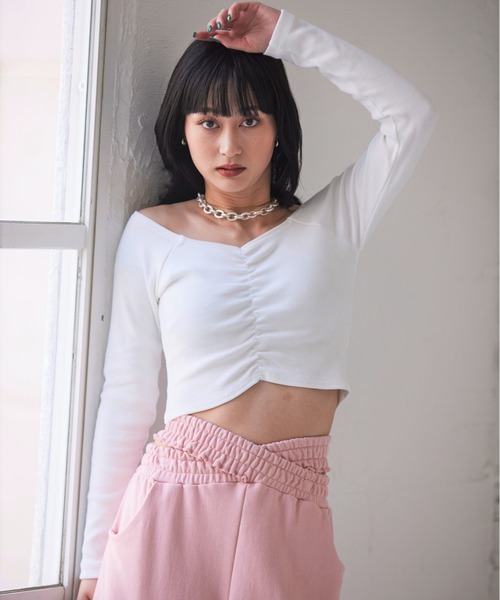 FIG&VIPER（フィグアンドバイパー）の「リブオフショルTOP（Tシャツ/カットソー・レディース・ホワイト/ブラック/ベージュ・FREE）」の16枚目の写真