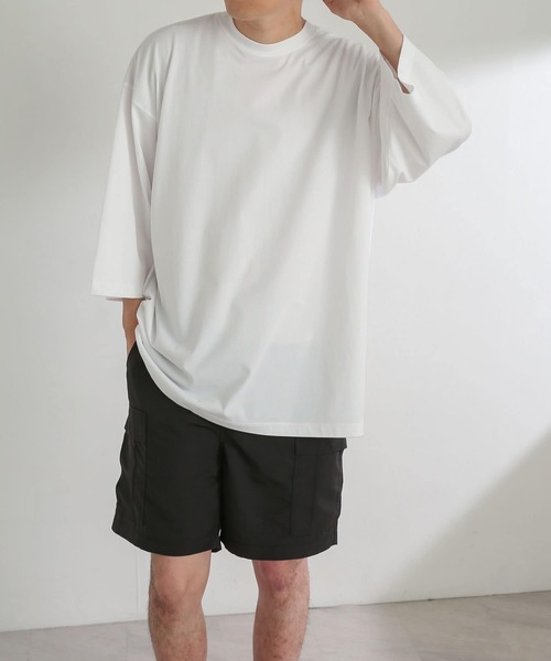 SENSE OF PLACE by URBAN RESEARCH(センスオブプレイスバイアーバンリサーチ)の「スムースシルケットエクストラルーズTシャツ(Tシャツ/カットソー・メンズ・ミント/グリーン/アイボリー/ブラック/ホワイト・ONE)」の2枚目の写真