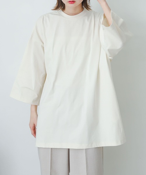 SENSE OF PLACE by URBAN RESEARCH(センスオブプレイスバイアーバンリサーチ)の「スムースシルケットエクストラルーズTシャツ(Tシャツ/カットソー・メンズ・ミント/グリーン/アイボリー/ブラック/ホワイト・ONE)」の3枚目の写真