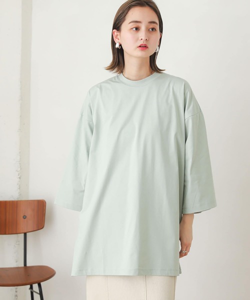 SENSE OF PLACE by URBAN RESEARCH(センスオブプレイスバイアーバンリサーチ)の「スムースシルケットエクストラルーズTシャツ(Tシャツ/カットソー・メンズ・ミント/グリーン/アイボリー/ブラック/ホワイト・ONE)」の5枚目の写真