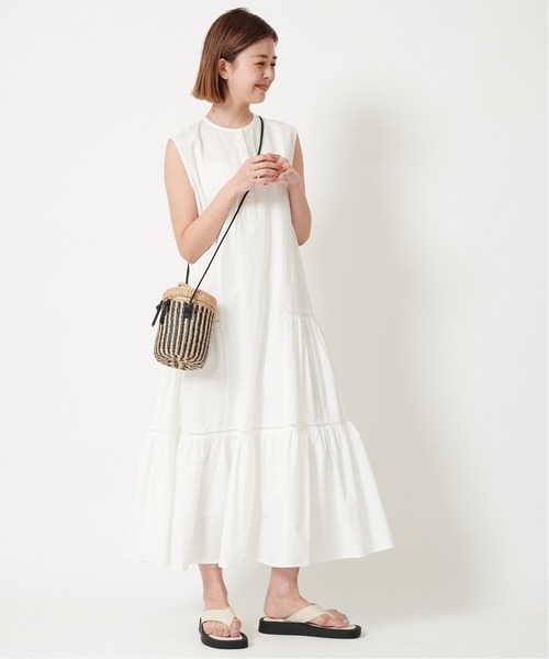 U by SPICK&SPAN(ユーバイスピックアンドスパン)の「はしごレースノースリーブティアードドレス(ワンピース・レディース・ホワイト/ブラック・FREE)」の3枚目の写真