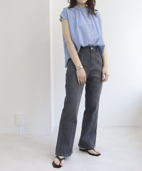 fredy emue（フレディエミュ）の「【WEB限定】2wayスタンドカラー ストライプブラウス（シャツ/ブラウス・レディース・ホワイト系その他/ブルー系その他・38）」の12枚目の写真
